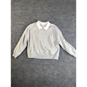 Hippie Rose Gray Collared Pullover Sweatshirt Women's L Long Sleeve‎
